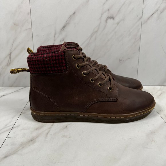 Dr. Martens Shoes - Dr. Martens Maelly Womens Sz 9 Brown Leather Plaid Lace Up Ankle Boots Shoes